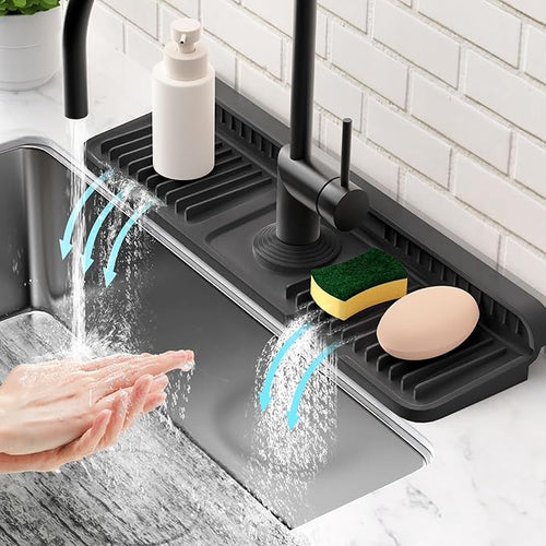 17.7'' Folding Faucet Mat for Kitchen Sink Splash Guard Kitchen Sink Faucet Mat by Snoquir