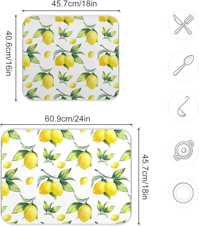 Tropical Lemon Leaves Dish Drying Mat 18x24 - Image 3