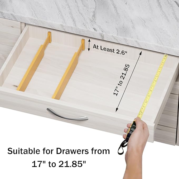 BAMBUROBA Bamboo Drawer Dividers, Adjustable Kitchen Drawer Organizer - Image 5