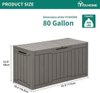 YITAHOME 80 Gallon Outdoor Storage Box, Large Waterproof Resin Deck Box, Indoor Outdoor Lockable Storage Container for Patio, Garden, Cushions, Tools, Equipment (Taupe) - Image 7