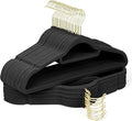 Velvet Hangers 30 Pack with Gold Hooks, Non-Slip Slim Felt Hanger by Sishynio