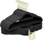 Velvet Hangers 30 Pack with Gold Hooks, Non-Slip Slim Felt Hanger by Sishynio