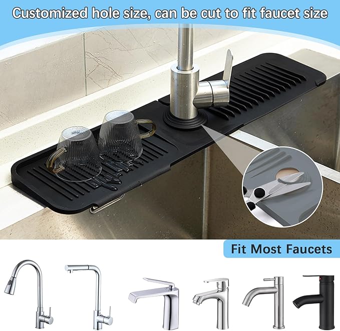 5° Slope Kitchen Sink Faucet Mat, Kitchen Sink Splash Guard, Silicone Material - Image 4