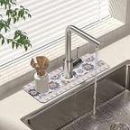 Sink Faucet Absorbing Mat Vintage Embroidery Flowers Sink Splash Guard Drying by Unknown