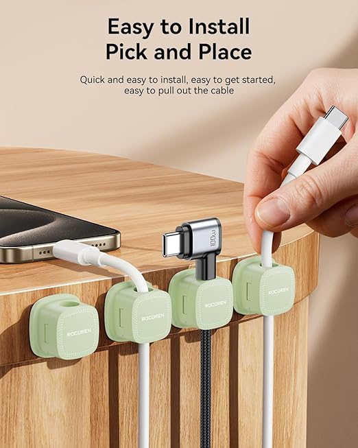 6 Pack Cable Management Cord Organizer, Magnetic Cable Clips-1s Lock, Rocoren - Image 5