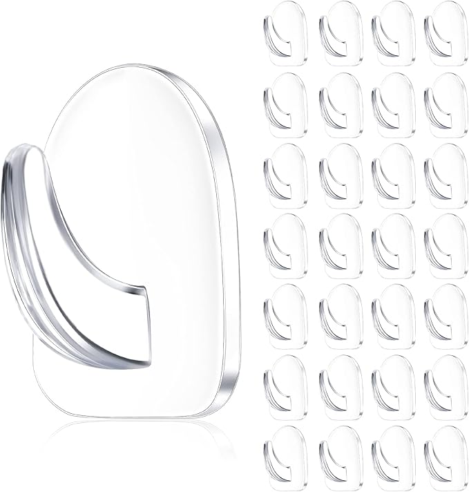 Jetec 60 Pieces Clear Adhesive Wall Hooks Transparent Reusable Seamless Hooks by Jetec