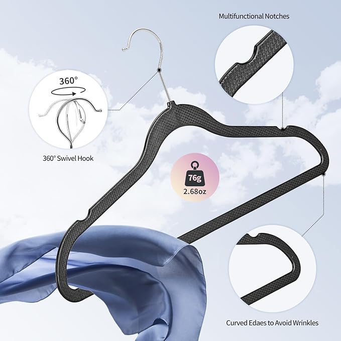Plastic Coat Hangers 50-Pack, Space Saving Closet Hangers - Image 5