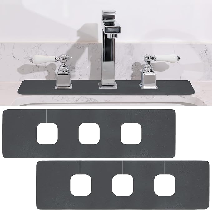 Tioncy 2 Pcs 3 Hole Faucet Mat for Kitchen Sink Kitchen Faucet Absorbent Mat by Tioncy