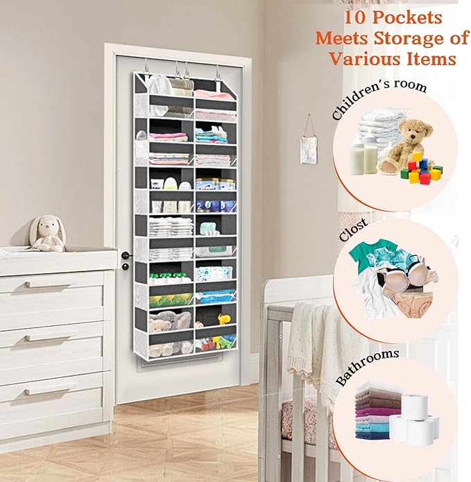 Over the Door Organizer 6 Tiers, Extra Large Behind Door Storage of 12 - Image 6
