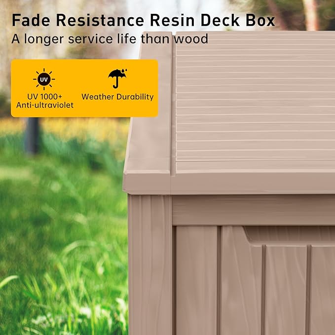 DRATO 200 Gallon Deck Box, Waterproof Resin Large Outdoor Storgae Box for Patio Furniture, Patio Cushions, Gardening Tools, Pool Supplies, Lockable（Gray，200 Gallon） - Image 2