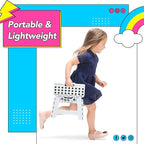 Delxo 9 Inch Folding Step Stool,White Step Stools for Kids Foldable,Portable Collapsible Step Stool with Handle, Folding Stool for Kitchen Bathroom,Bedroom,Garden - Image 6