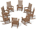 KINGYES Oversized Outdoor Rocking Chair Set of 8, All-Weather Patio Rocking Chairs for Porch, HDPE Outdoor Patio Rockers with High Back & Wide Seat for Garden, Lawn, Brown by KINGYES