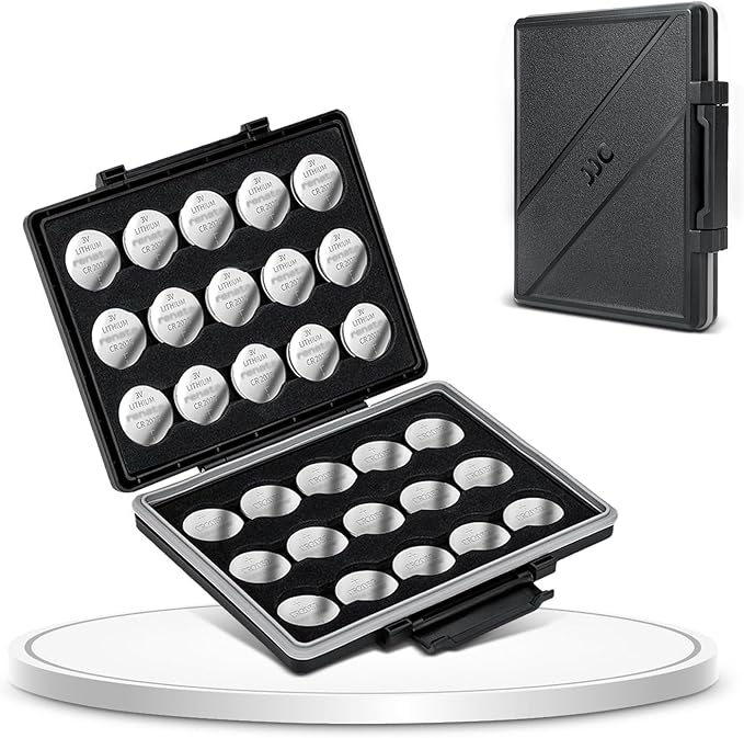 JJC CR2032 Battery Case Holder Storage, Water-Resistant Anti-Shock, Coin Cell by JJC