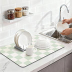 Checkered Dish Drying Mat （Green，24" x 16"） - Image 4