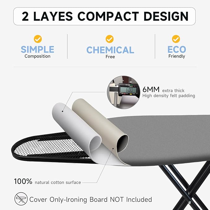 Ironing Board Cover, Full Size Scorch Resistant Padding, Silicone Coating - Image 5