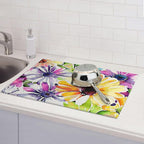 Absorbent Dish Drying Mat For Kitchen Counter, Colorful Flowers Microfiber Dish - Image 7