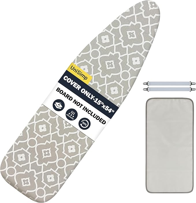 Ironing Board Cover and Pad 15"x54" Extra Thick Natural Cotton, Scorch and by UniSimp