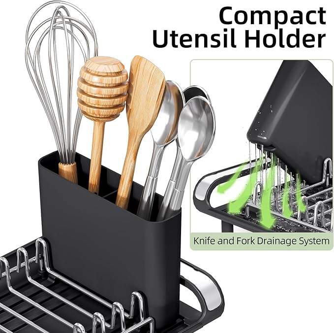 Small Dish Drying Rack, Mini Expandable Compact Dish Rack, Slim Extendable - Image 4