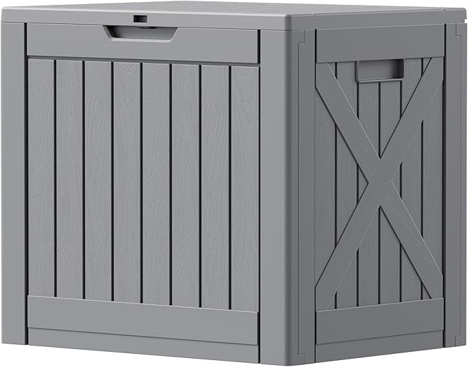 Patiowell 43 Gallon Resin Deck Box, Outdoor Storage Box for Patio Furniture, Deliveries, Pool Supplies,Waterproof and Lockable (Grey) by Patiowell