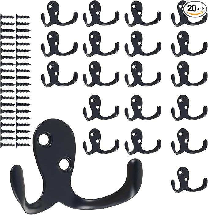 20Pcs Double Hooks For Hanging Heavy Duty Coat Hooks Bulk Double Prong Utility by TKSDWBLTY