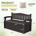 Greesum 80 Gallon Storage Bench Outdoor Deck Box with Armrest, Patio Furniture,Lockable, Waterproof and UV Resistant, Suitable for Garden, Pool, Brown - Image 3