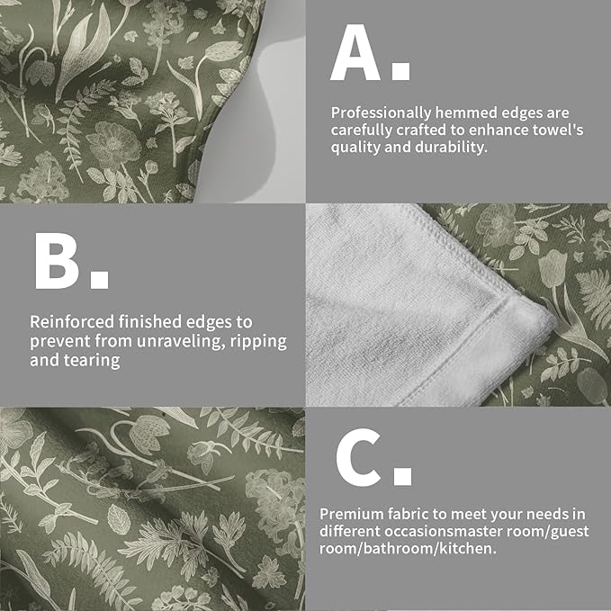 Sage Green Spring Floral Hand Towels - Image 5