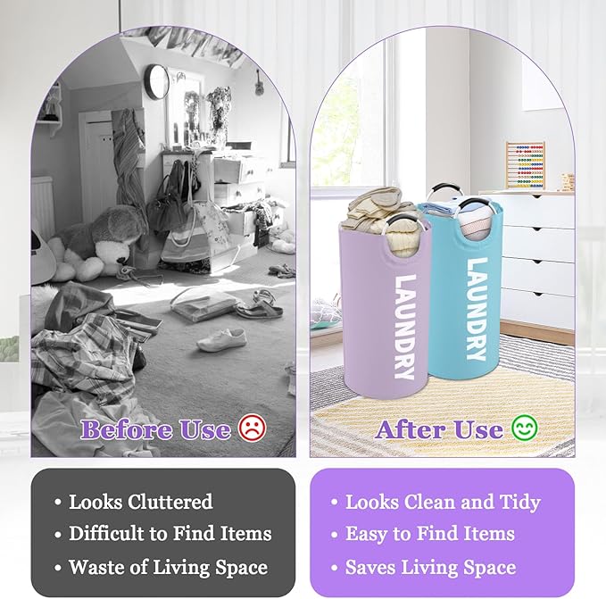 Set of 2 Collapsible Laundry Baskets - Image 4