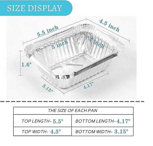1 Lb Small Aluminum Pans with Lids Tin Foil Pans Disposable Cookware- Cardboard - Image 3