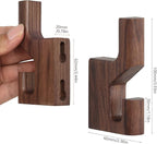 Walnut Wood Wall Peg Rack Hooks 2 Pack, Natural Wooden Coat Hooks Wall Mounted - Image 3