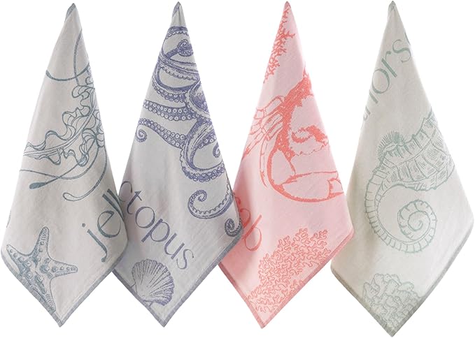 Nautical Kitchen Towels with Ocean-Themed Designs – 100% Turkish Cotton by seameathome