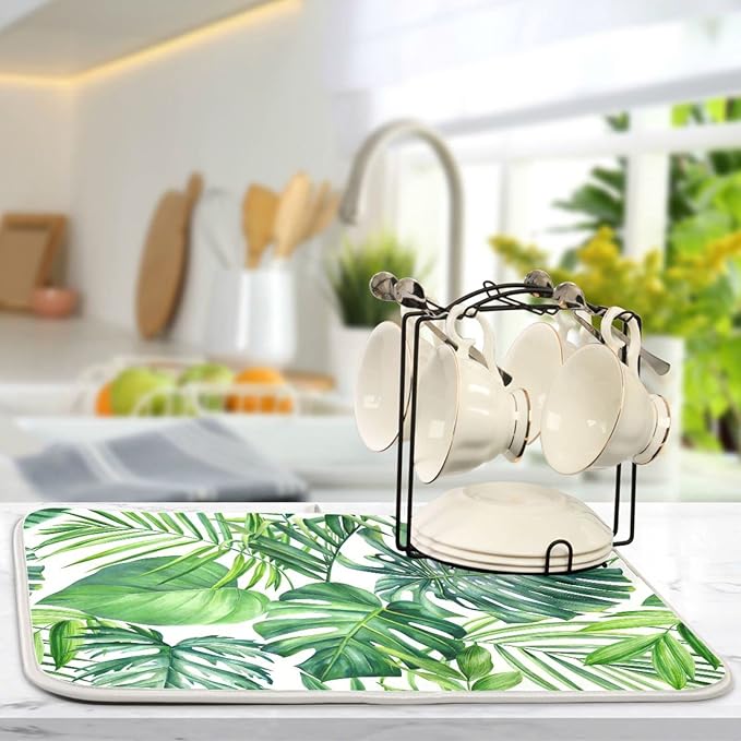 Tropical Palm Leaves Dish Drying Mat - Image 2