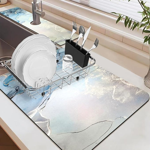 19.5" x 12" Dish Drying Mat & 24" x 5.5" Sink Splash Guard, Super Absorbent - Image 2