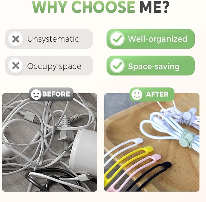 Data Cable Organizer, 2025 New Silicone Cable Ties Cable Management Organizer - Image 2