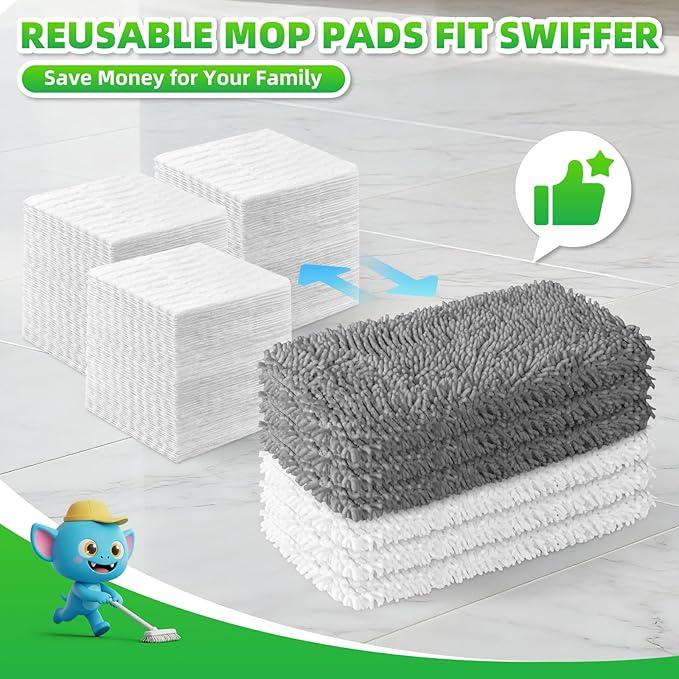 6 Pack Reusable Mop Pads Compatible - Image 7