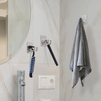 Adhesive Hooks, Razor Holder for Shower, Stick Bathroom Wall Towel Hooks - Image 3