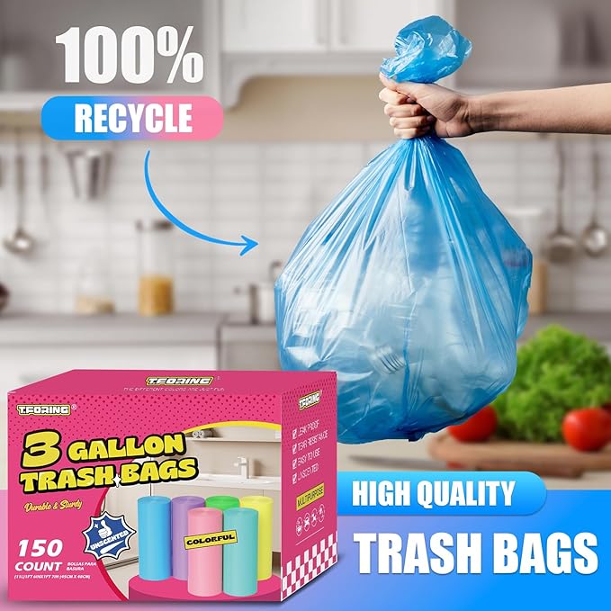 Small Trash Bags 3 Gallon -150 Count Mini Garbage Bags Unscented, 12 Liter - Image 6