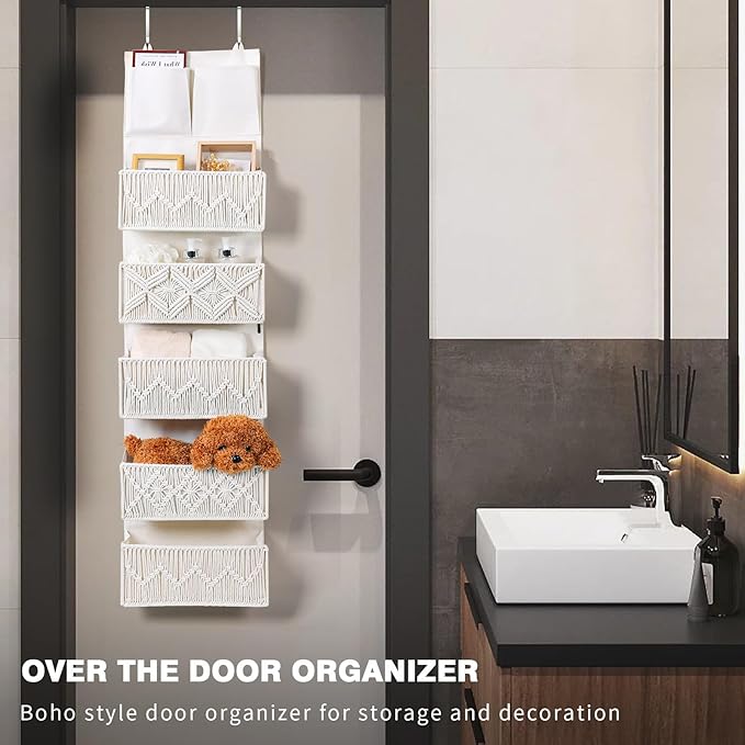 ANTIS'S HOME Over the Door Organizer Macrame Boho Nursery Storage - Image 9
