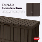 Keter Kentwood 92 Gallon Resin Deck Box-Organization and Storage for Patio Furniture Outdoor Cushions, Throw Pillows, Garden Tools and Pool Floats, Brown - Image 7