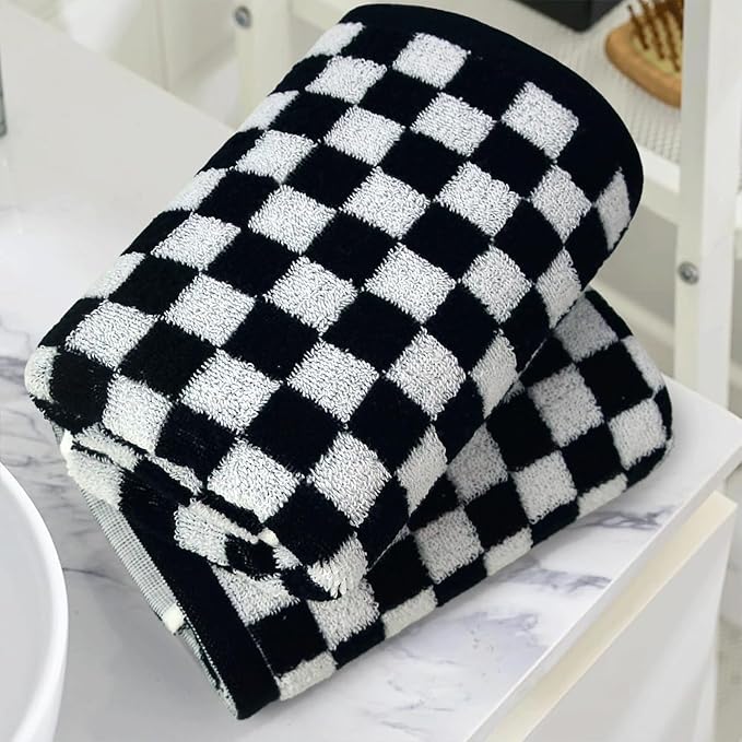Jacquotha Black and White Hand Towels 4 Pack, Cotton Decorative Bathroom Hand - Image 5