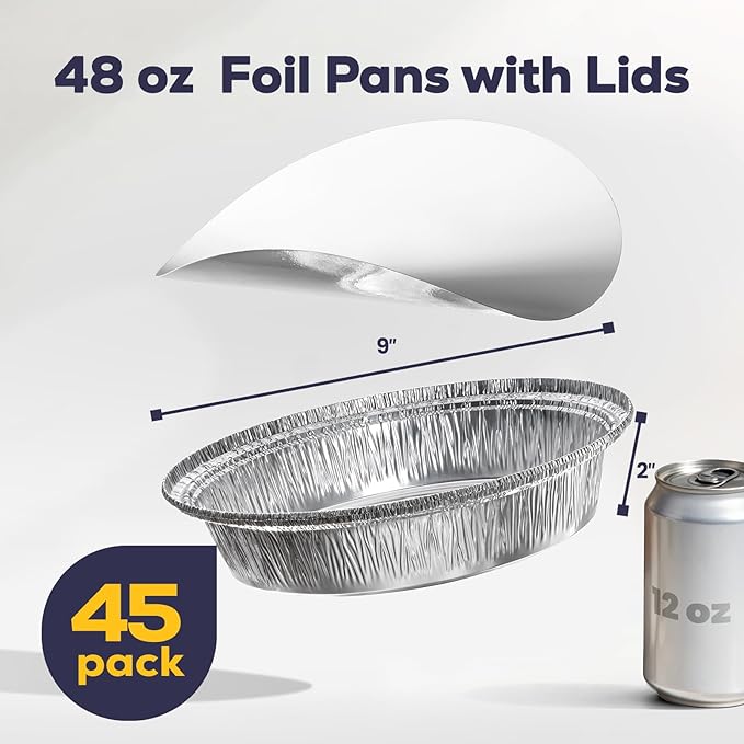 Fit Meal Prep 45 Pack 9” Round Aluminum Foil Pans - Image 2