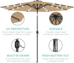 Best Choice Products 10ft Solar Polyester LED Lighted Patio Umbrella w/Tilt Adjustment and UV-Resistant Fabric - Image 5