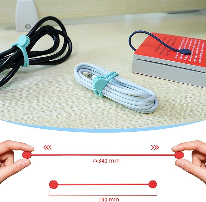 Rich&Ray Magnetic Reusable Silicone Cable Ties, Phone Cord Holder, Magnetic - Image 5