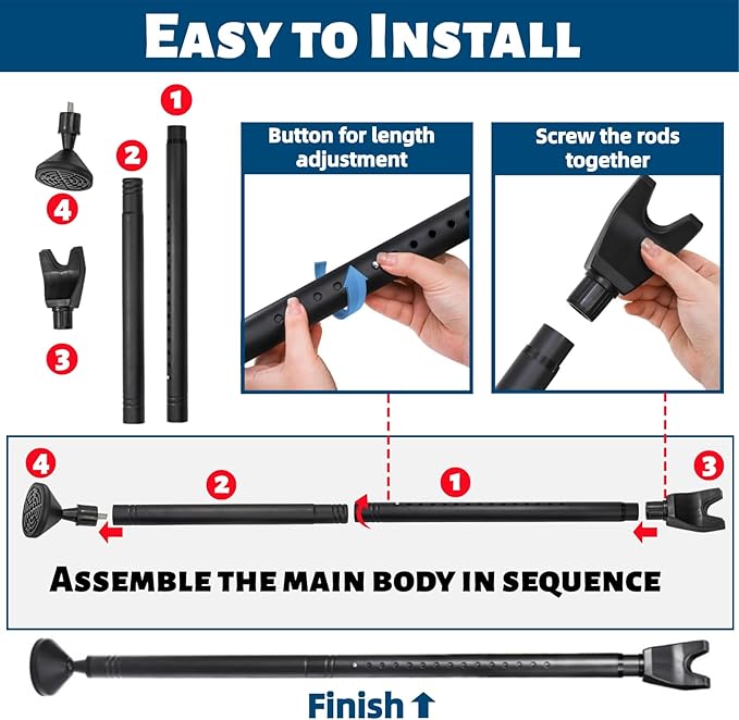 2 Pack Door Security Bars, Anti-Slip Heavy Duty Door Stoppers Sliding Patio Bar - Image 3