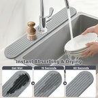 Stone Faucet Mat for Kitchen Sink, 2 Set/4PCS Quick Dry Diatomaceous Earth Tray - Image 3
