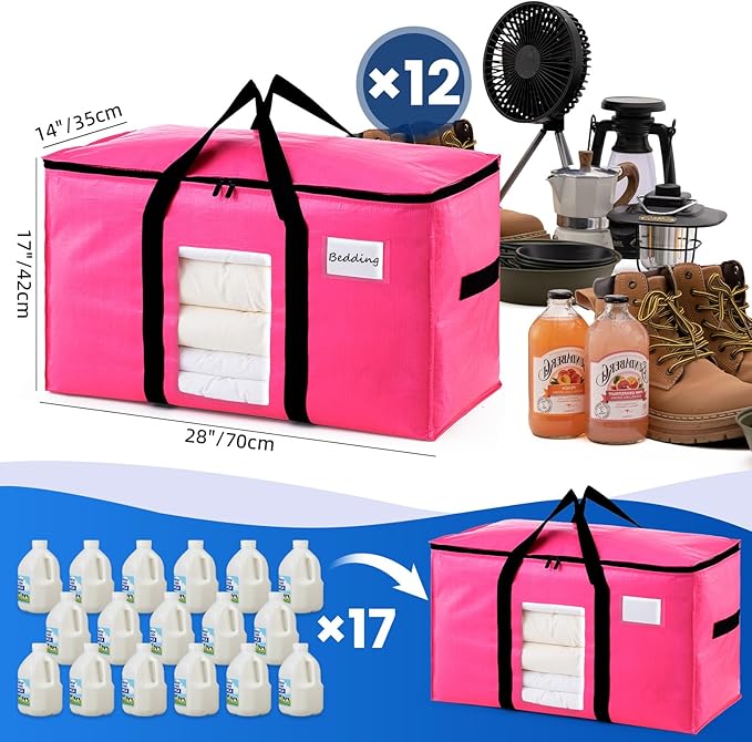 TAILI 12 Pack Pink Extra Large Moving Bags, Heavy Duty Totes - Image 6