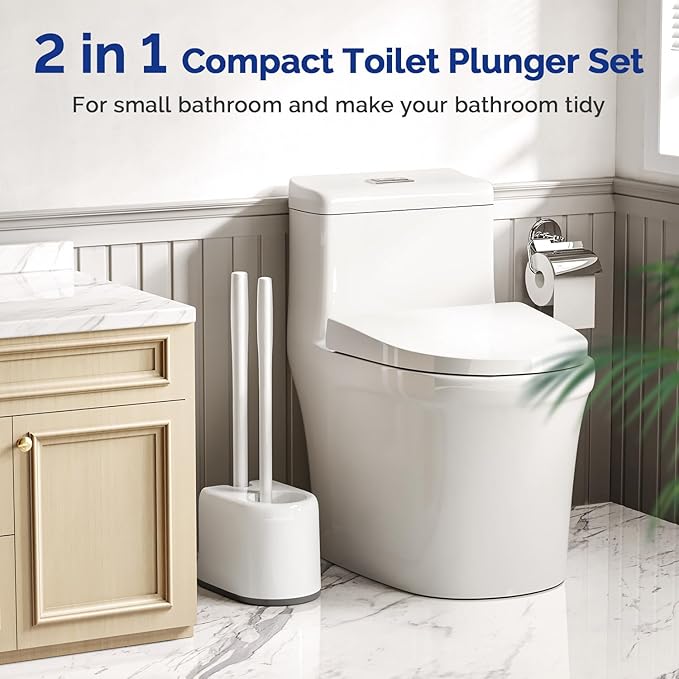 HAMITOR Toilet Plunger Bowl Brush Combo：Heavy Duty Rubber - Image 6