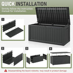 Outdoor Storage Box, Resin Deck Boxes Indoor and outdoor, Waterproof Storage Box Lockable Lid (Black,180 Gallon) - Image 6