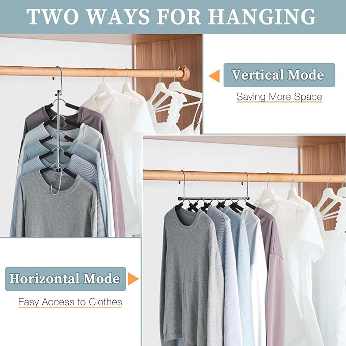 Clothes Hangers Space Saving Shirt Organizer, Non Slip Multi Shirt Hangers - Image 3