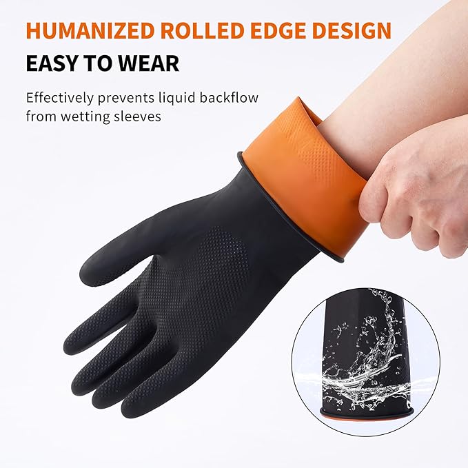 Bamllum 4 Pairs Black Rubber Dishwashing Gloves - Image 2