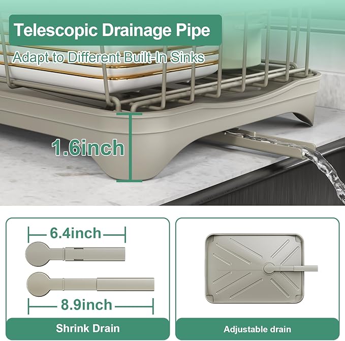 Kitchen Dish Drying Rack – Large Capacity Single Tier Dish Drainer - Image 5